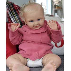 Bambola neonato 24" già finita reborn panno vinile corpo neonato capelli radicati - Foto 1 di 5