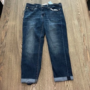 Signature by Levi Strauss & Co. Mid-Rise Boyfriend Jeans Dark Wash Blue Size 12 - Picture 1 of 12