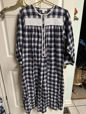 Ночная рубашка VNT Christian Dior длинная рождественская клетчатая кружевная Grand Med 42 Mom фланель - Изображение 1 из 4