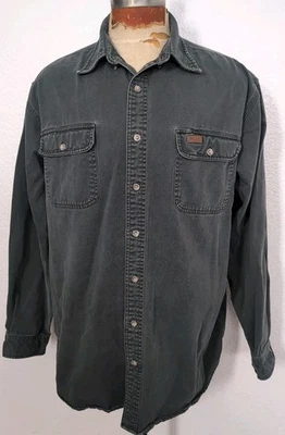 Винтажная джинсовая рабочая рубашка Carhartt оливковый двойной карман на пуговицах XL ВЫСОКАЯ - Изображение 1 из 4