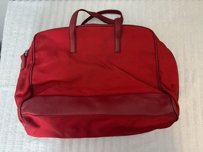 TUMI RED NYLON LEATHER BUSINESS TOTE SHOULDER BAG LAPTOP BRIEFCASE VTG - Image 1 of 4