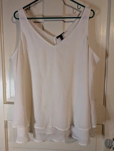 079- Túnica Lane Bryant Marfil Columpio Doble Capa Gasa Talla 18 - Imagen 1 de 7
