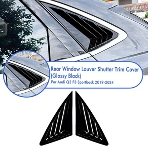 Rear Side Window Louver Trim Cover Decor For Audi Q3 F3 Sline 2019-24 2023 Black - Picture 1 of 12
