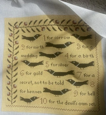 birds of a feather needlepoint canvas Handpainted Black 1-10 Sayings Rare Bf 304 - Image 1 of 3