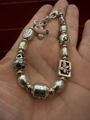 BRIGHTON 'Poder of Pink' Dije Pulsera Medallón Cinta de Concienciación sobre el Cáncer de Mama 9" Foto 1 de 4