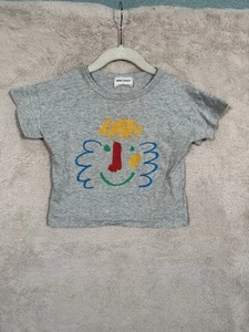 Bobo Choses Shirt Kids 2-3 Years Gray Graphic Face Print Short Sleeve Tee Cotton - Picture 1 of 4