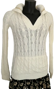Maglione Écru Torchon con Cappuccio Finta Pelliccia Zara trf Knitwear TAGLIA S ( - Picture 1 of 6