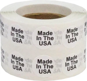 White with Black Made in USA Circle Dot Stickers, 1/2" Circle, White,  - Picture 1 of 2