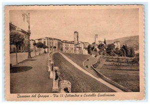 Vintage Bassano del Grappa Via XX Settembre & Castello Ezzelino Postkarte - Bild 1 von 2