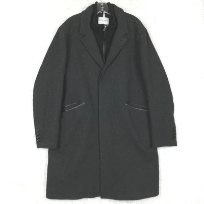 Abrigo para Hombres Cole Haan Mezcla de Lana Sarga Top Abrigo Negro Largo Cremallera Completa XL Foto 1 de 4