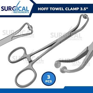 3 Pcs Hoff Towel Clamp Forceps 3.5" Stainless Steel OB/Gynecology German Grade - Picture 1 of 8
