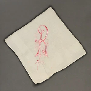 De Colección Pañuelo Blanco Rosa Bordado Monograma "R" Pañuelo Regalo LEER - Imagen 1 de 8