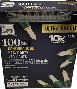 100 LED Mini Heavy Duty ULTRA-BRIGHT Christmas Holiday Light String Warm White - Picture 1 of 9