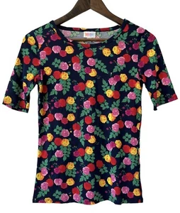 Neu mit Etikett LuLaRoe Gigi Shirt schwarz Blumen 90er Retro Y2K Rippstrick Einhorn selten Gr. XS - Bild 1 von 7