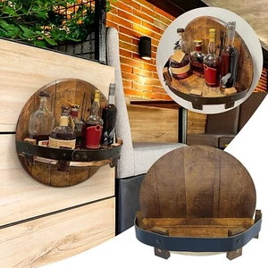 Wine Rack Bourbon Whiskey Barrel Shelf Display Shelves Durable Wall Drink Holder - Picture 1 of 10