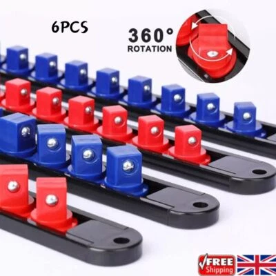 6pcs Socket Organizer Mountable Sliding Holder Rail Rack Tool Storage1/4 3/8 1/2 - Image 1 of 4