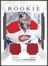 CHARLIE LINDGREN 2016-17 UD Artifacts Hockey Dual Jersey Rookie Card #ed 50/399