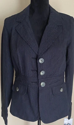 Chaqueta Merona azul marino a rayas, para mujer talla 6 nueva con etiquetas Foto 1 de 4