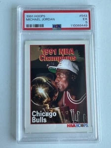 1990-91 NBA Hoops Champions Michael Jordan #543, Chicago Bulls PSA 5 SL10 - Bild 1 von 2