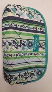 Modella Cosmetic Travel Makeup Bag Blue Turquoise Floral Zips - Picture 1 of 5