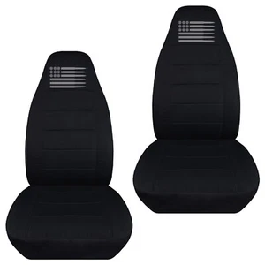 Fundas delanteras para asientos de coche se adapta al Jeep Wrangler 87-06 negro con bandera de bala - Imagen 1 de 8