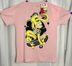 T-shirt graphique rétro rose Les Simpson abstrait Bart Simpson skateboard grand