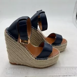 YDN Women Platform Wedge Sandals Round Peep Open Toe Ankle Strap Slingback Black - Picture 1 of 7