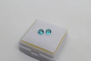 Round Emerald pair, Teal colour, 4mm, 0.5ct (Zambia origin) - Picture 1 of 4