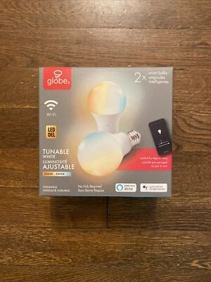 Globe Electric Wi-Fi Smart 60W Equiv Tunable White Frosted LED Light Bulb 2pk - Image 1 of 3