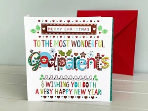 Godparents Christmas card, special card for Godparents at Christmas - Picture 1 of 20