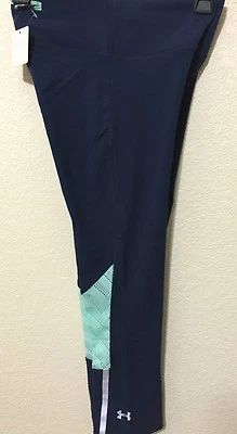  NWT WOMN UNDER ARMOUR 1257799 HG COMP ARMOURVENT WOVEN RUNNING  NAVY CAPRI $60 - Image 1 of 3