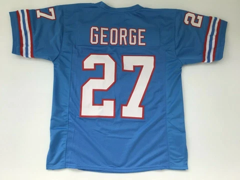 UNSIGNED CUSTOM Sewn Stitched Eddie George Old Time Blue Jersey - M, L, XL, 2XL Cover