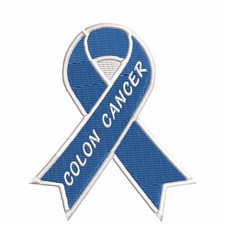 Colon Cancer Blue Awareness Ribbon Iron / Sew-On Decorative Patch Applique