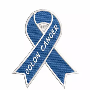 Colon Cancer Blue Awareness Ribbon 3.5" Patch Embroidered Iron-On Applique - Picture 1 of 12