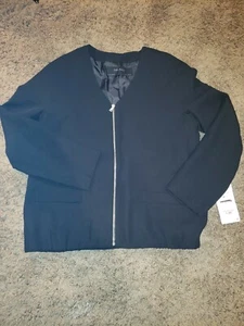 NUEVA Chaqueta Blazer Zara Negra Manga 3/4 Cuello en V Cremallera Relajada Forrada Pequeña S Nueva con Etiquetas - Imagen 1 de 9