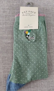 BNWT FAT FACE Ladies Embroidered Dalmation Dog Socks One Size (UK 4-7) - Picture 1 of 2