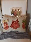 Domain  Holiday Decorated Christmas throw Pillow 18"x13" /Box of 3 SP Ornaments 