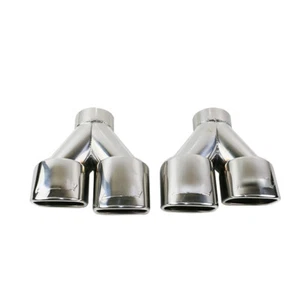 2pcs 2.64'' Weld-on Dual Exhaust Pipe Tip Muffler Tips Square Tip 2 Outlets BL - Foto 1 di 11