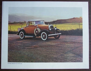 Poster 1931 Buick Model 56-C Convertible Coupe Suitable to Frame 14"x11" EX Cond - Picture 1 of 1