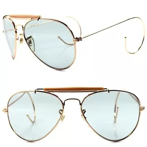 Klassische altmodische hell getönte Retro-Sonnenbrille flexible Ohrhülle goldfarbene Sonnenbrille - Bild 1 von 4