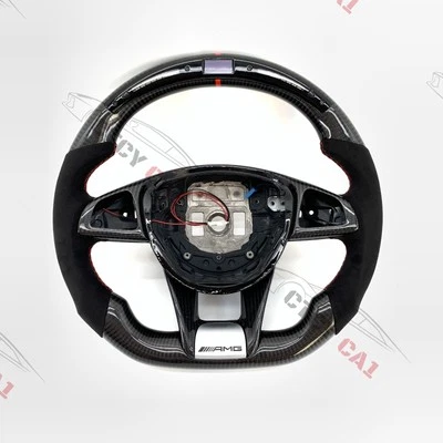Volante de fibra de carbono personalizado para Mercedes Benz AMG 808 W205 GLA45 S63 C43 Foto 1 de 4