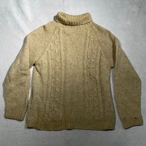 Vtg Brooks Brothers Cable Knit Sweater Mens M Cream Turtleneck Made in Denmark - Picture 1 of 7