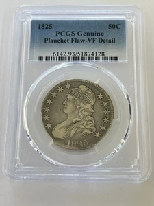 1825 50c PCGS VF Detail - Planchet Flaw - Picture 1 of 2