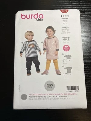 Burda Kids Pattern 9273 Unisex Infant Toddler Dress Shirt Jersey Size 6M-3 UNCUT - Image 1 of 2