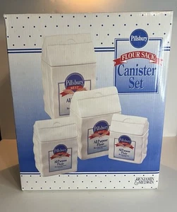 Juego de 4 botes publicitarios de saco de harina Pillsbury Benjamin & Medwin nuevos en caja - Imagen 1 de 9