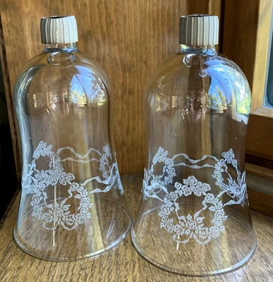 2 Homco Home Interiors Etched Hearts Peg Votive Candle Holder Clear Glass Vtg - Image 1 of 4