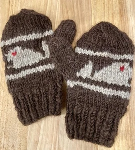 Canadian Sweater Company Hand Knit Wool Whale Mittens - Picture 1 of 6