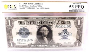 1923 Silver Certificate Horse Blanket Fr. 237 $1 PCGS Banknote 53 About Unc PPQ - Picture 1 of 15