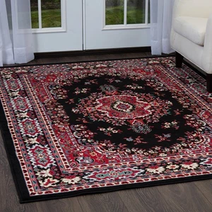 ALFOMBRA PERSIEN NEGRA 4 X 6 ALFOMBRA ORIENTAL PEQUEÑA 69 - REAL 3' 7" X 5' 3" - Imagen 1 de 3