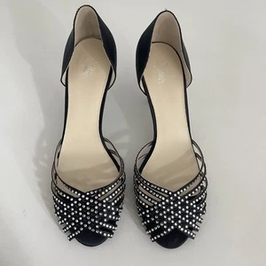 Zapatos Wittner Buttercup Tejido Diamante Peeptoe Negro Satinado Talla 40 Cuero - Imagen 1 de 8